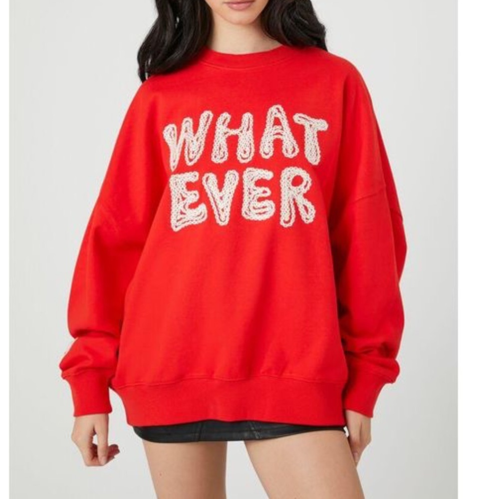 Forever 21 Red/Orange 'Whatever' Graphic Sweatshirt